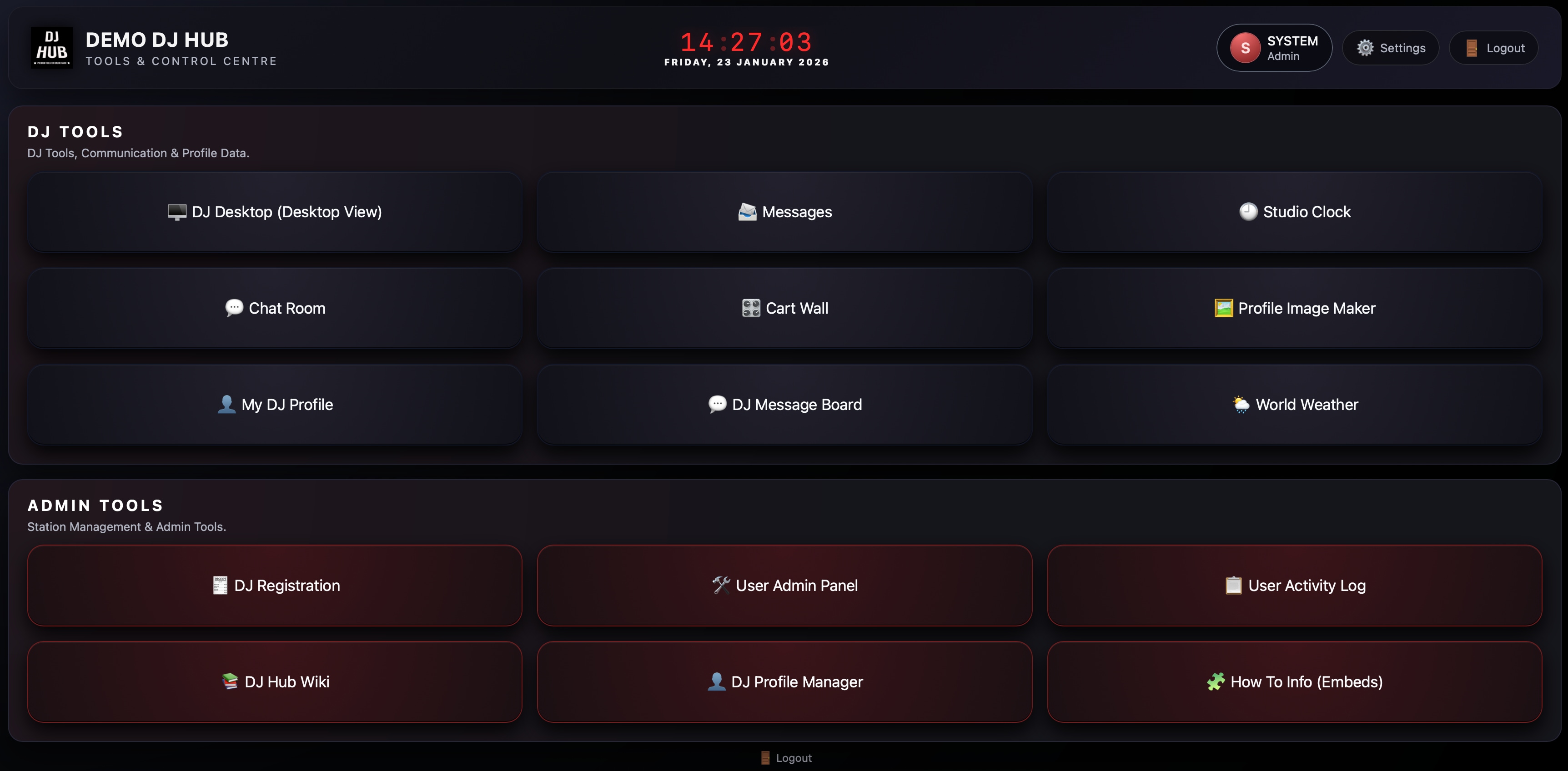 DJ Hub menu launcher for apps