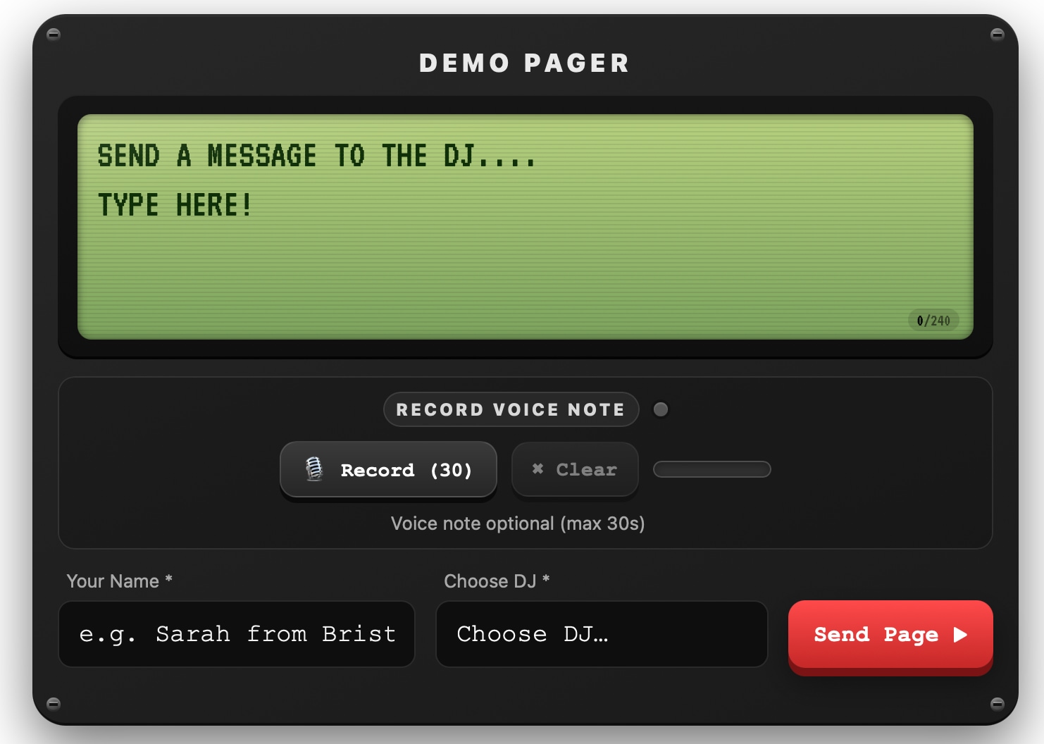 Pager and voice note messaging inside DJ Hub