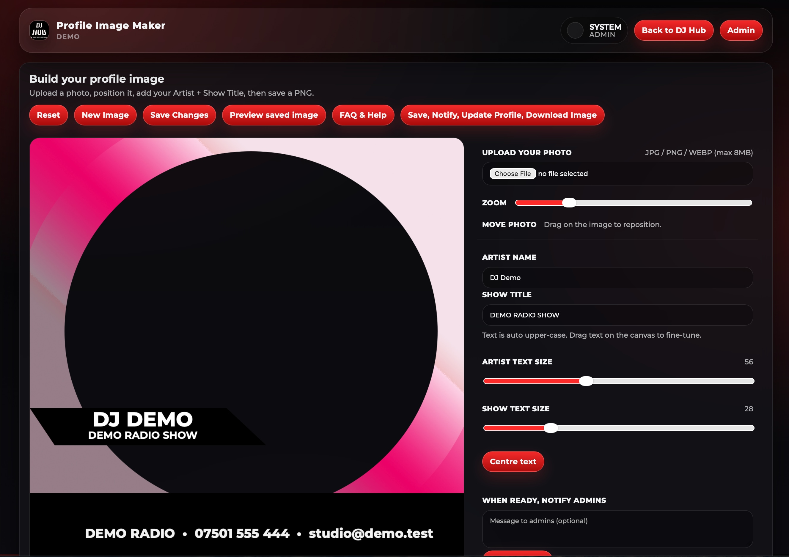 Profile Image Maker for DJs using station artwork